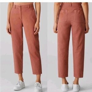 Eileen Fisher Rust Clay Orange Organic Cotton Hemp Tapered Ankle Pant Size 26